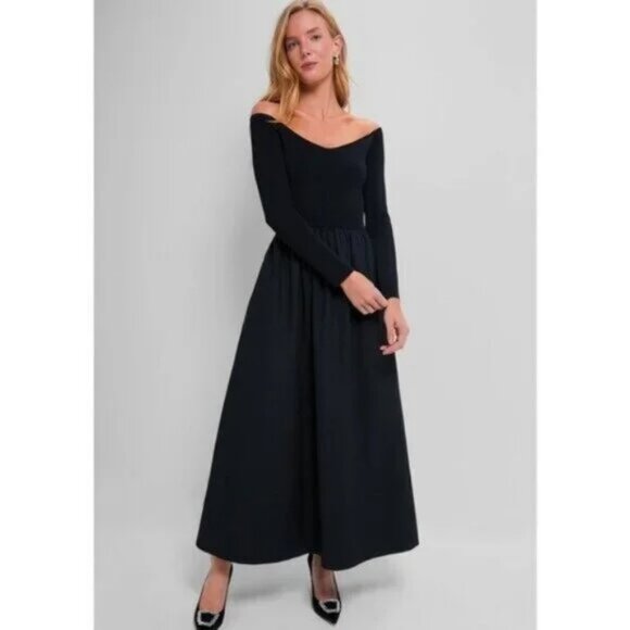 Tuckernuck | NEW Black Clea Off-the-shoulder Stretch-knit Maxi Dress Size M - Picture 1 of 5